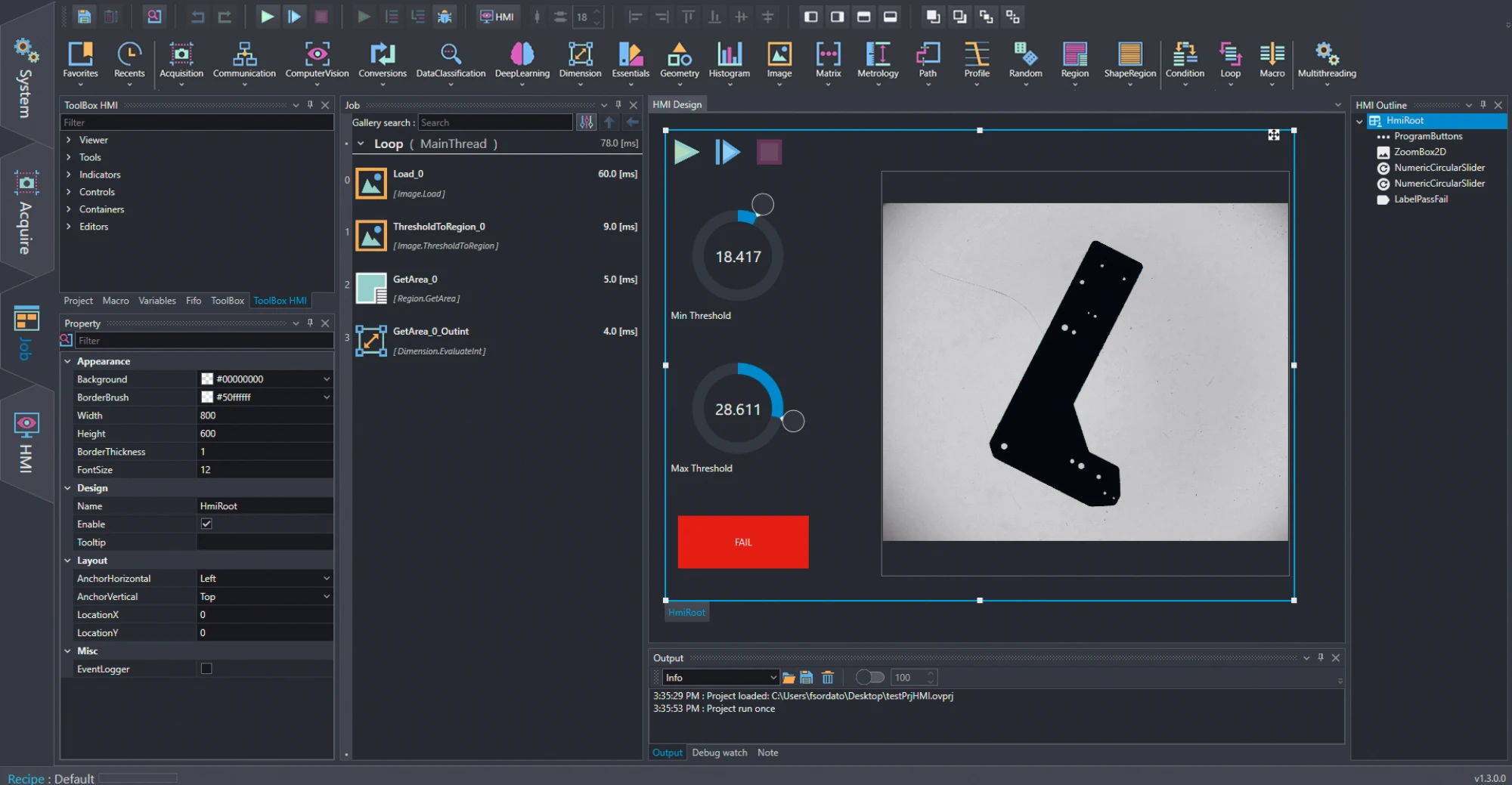 HMI user interface