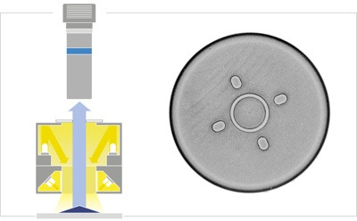 Check for defects in a rubber stopper for vial caps with LTDMLA.
