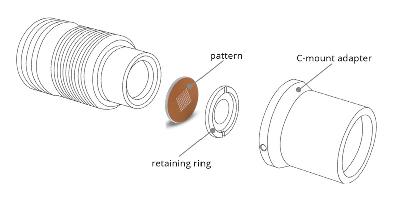 Proiettore di pattern con apertura circolare smantellata.