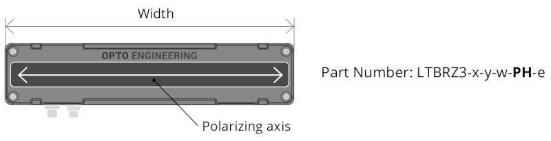 PH with horizontal linear polarizer. Polarizing axis parallel to the active area width.