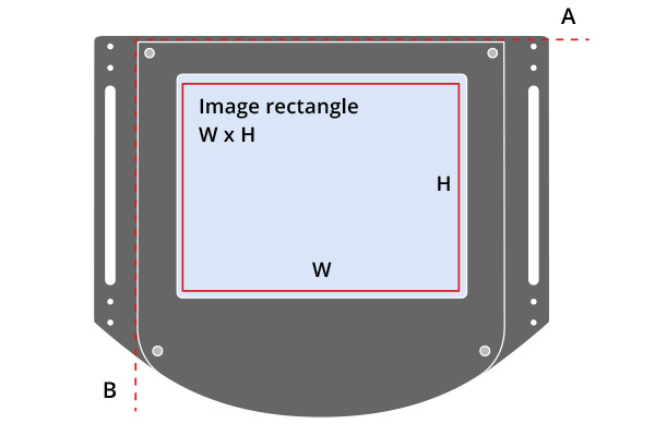 The width of the beam rectangle is aligned along the A axis. The height of the beam rectangle is aligned along the B axis.