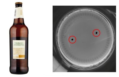 Inspection of the bottom of bottles for foreign part detection