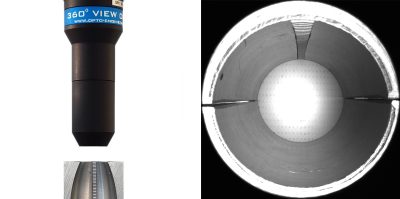 Conical cavity inspection is possible from both sides
